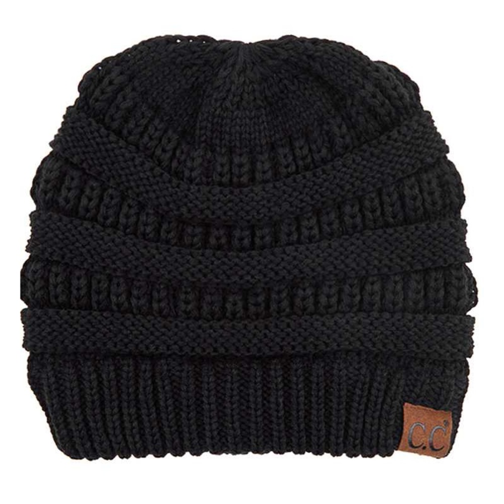 CC Criss Cross knit ponytail beanie